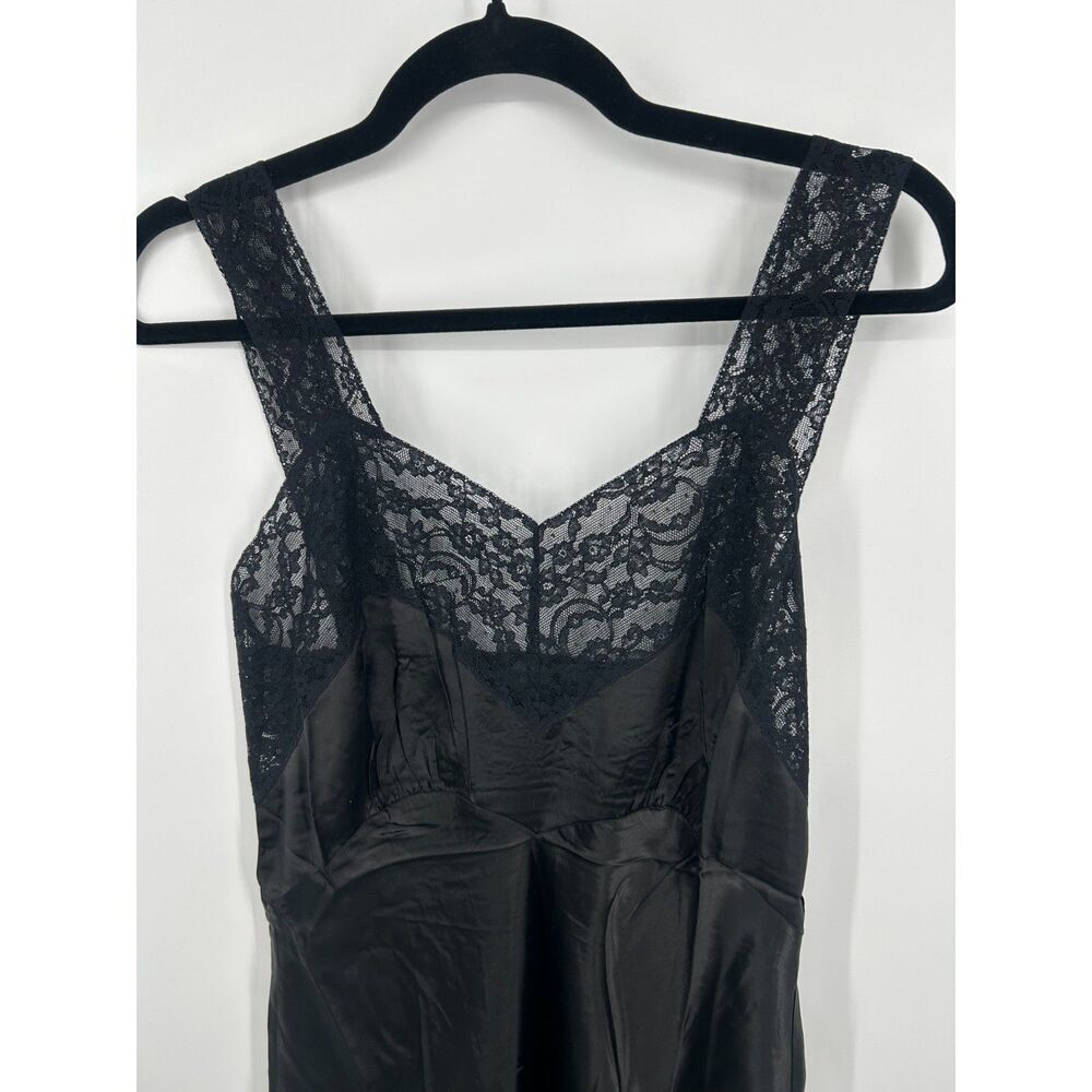 Vintage Heavenly Lingerie Fischer Silk Nightgown Slip Dress Lace Black M/L - Picture 3 of 6